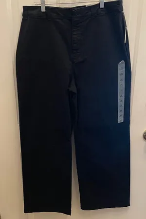 Old Navy Extra High‎ Rise Wide Leg Pants Black Stretch Twill Trousers 14 NWT thumbnail 1