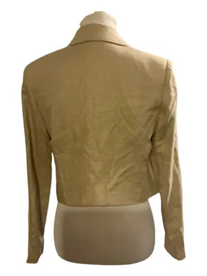 NWT Rachel Zoe Beige Cropped Linen-Blend Blazer Jacket Size Small Neutral Clean Girl thumbnail 2