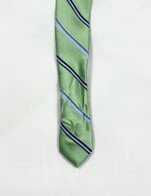 Merona Men's Green/Blue Striped Neck Tie Excellent Used Condition thumbnail 4