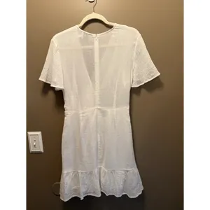 Princess Polly White Cotton Wrap Mini‎ Dress Ruffle Hem Short Sleeve US 12 thumbnail 5