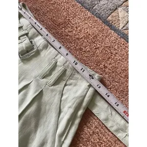 Abercrombie Fitch mint green linen belted high waist shorts size XS thumbnail 4