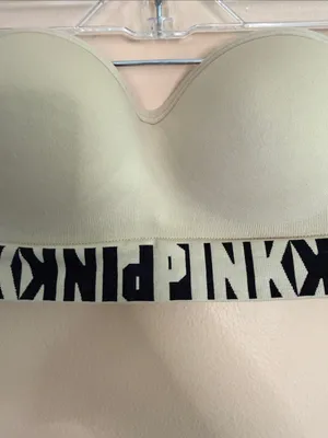 PINK Victoria's Secret Strapless Longline Bandeau — Nude with Black Logo Band thumbnail 3