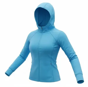 NWT HeathYoga Women’s Medium Blue Anti-UV Hooded Full Zip Active Jacket thumbnail 1