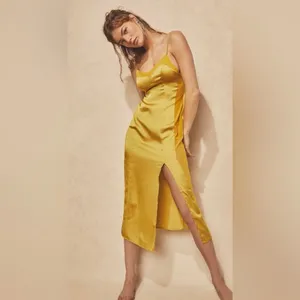 💛FREE PEOPLE City Cool Midi Slip Dress, Boho Chic Yellow Gold Boho Chic SMALL thumbnail 4