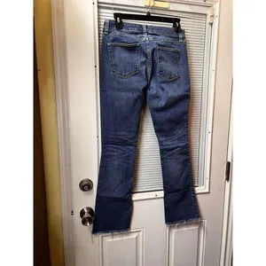 Arizona Jeans Womens Size 5 High Rise Flare Jeans Raw Hem Medium Wash Blue thumbnail 8