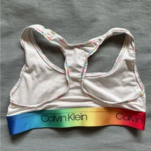 Calvin Klein White Racerback Bralette with Rainbow Trim thumbnail 4