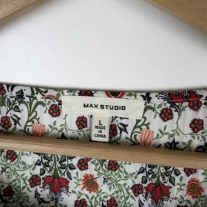 Max Studio Floral Bell Sleeve Pleated Peasant Blouse Large Multicolor Boho Comfy thumbnail 5