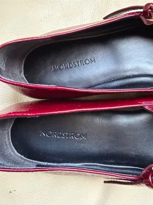 Nordstrom Burgundy Patent Leather Mary Jane Flats 6M Ballet Core Y2K Chic Retro! thumbnail 2