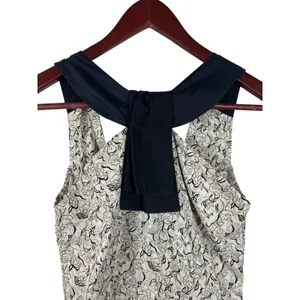 Girls from Savoy‎ Peplum Top Women Size 0 Cream Black Floral Halter Tie Back thumbnail 3