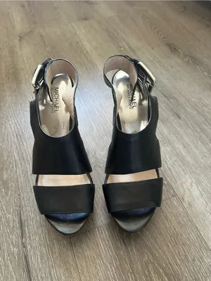 MICHAEL Michael Kors Black Leather Cutout Slingback Heels thumbnail 3