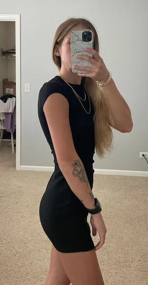SheIn black ribbed mini dress thumbnail 1