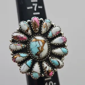 Cotton Candy Turquoise Flower Ring thumbnail 5