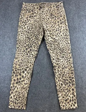 J.McLaughlin Womens Leopard Print Skinny Pants Brown Tan Animal Ankle Zip Size 6 thumbnail 1