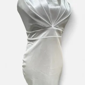 Lulu’s Little White Satin Dress, Size medium, NWT‎ thumbnail 3