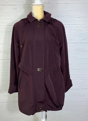 FS Limited plum purple double lined removable hooded zip toggle parka coat Small thumbnail 1