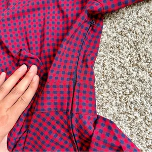 🦋 Allison Joy Red Blue Plaid Puff Sleeve Balloon Long Sleeve Peplum Blouse thumbnail 6