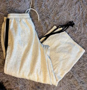 Refuge Heather Gray Lace Trim Side Stripe Sweatpants‎ Ribbon Tie Leg Medium thumbnail 1