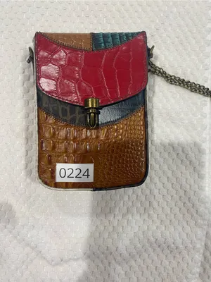 Multi-Color Croc-Embossed Leather Crossbody Bag - Red/Brown thumbnail 4
