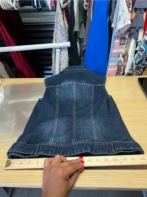 Boom‎ Boom Jeans Dark Wash Distressed Denim Vest Medium thumbnail 11
