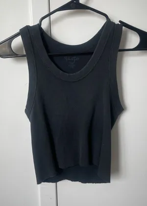 John Galt Classic Black Ribbed Crop Tank Top thumbnail 1