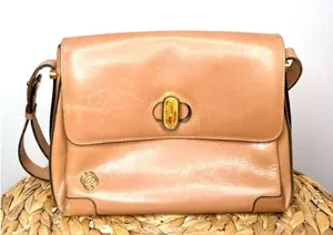 Vintage Gucci Purse GG camel box calf leather shoulder bag gold-tone hardware thumbnail 1