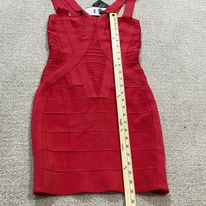Herve Leger Crimson Strappy Bandage Mini Dress Size S 90% Rayón 9% Nylon thumbnail 12