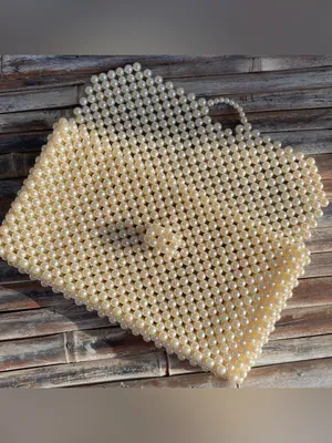 Vintage Faux Pearl beaded handbag clutch minimalist cottage bridal boho thumbnail 6