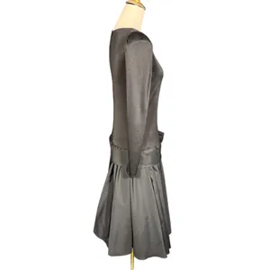 After Dark Vintage 80s‎ Black Drop Waist Pleated Bow Cocktail Dress Size 6 glam thumbnail 3