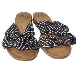 DV8 Dolce Vita Navy White Striped Knot Slide Wedge Sandals Size 9 thumbnail 2