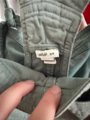 aerie Sage Green Painter-Style Overalls Jumpsuit thumbnail 4