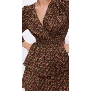 Zara Womens Floral Tiered Ruffle Mini‎ Dress Smocked Waist V-Neck Long Sleeve XS thumbnail 3