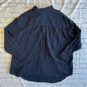 Time & Tru Blouse Button Down Blue 16-18 XL Long Sleeve Shirt Lagenlook Plus thumbnail 5