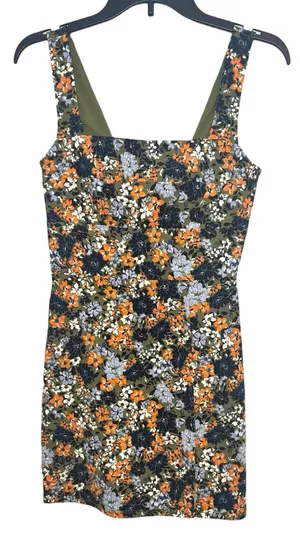 Trixxi Olive Floral Square-Neck Mini Dress thumbnail 1
