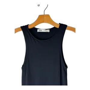 Zara Bodysuit Women Small Black Crew Neck Sleeveless‎ Snap Closure Gothic thumbnail 5