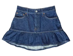 Abercrombie & Fitch Dark Wash Ruffle Denim Mini Skirt. Mid-Rise Jean Skirt Sz 25 thumbnail 1