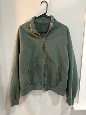 Vuori Restore Double Zip Sweatshirt Jacket in Agate Green Large Organic Cotton thumbnail 15