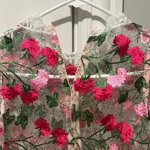 Elegant Floral Embroidered Dress - Pink thumbnail 5
