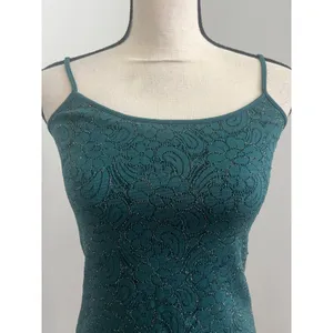 LOFT Lace Floral Cami‎ Small Dark Green Camisole Top Metallic Office Shell Work thumbnail 2