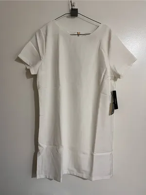Lulus NWT Women Medium Ivory Shift Mini Dress Minimalist Quiet Luxury Clean Girl thumbnail 8