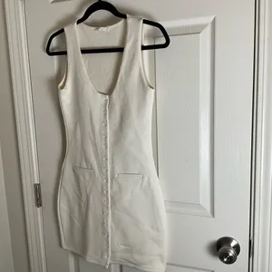 ZARA | Off-White Button-Down Mini Dress woman’s Size Medium thumbnail 2