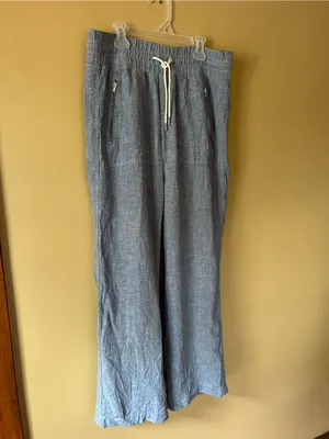 Athleta Cabo Linen Wide Leg Pants - Dusty Blue thumbnail 3