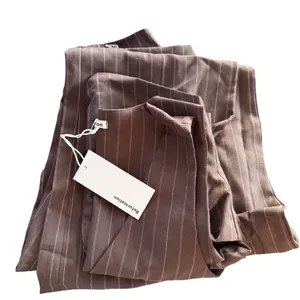 Reformation brown pinstripe vest and pant set thumbnail 4