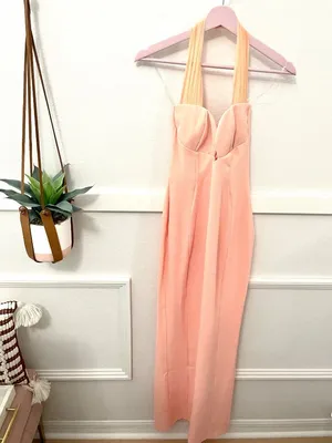 House of CB Gianina Sorbet Crepe Halter Maxi Dress Size S Romantic Glam thumbnail 3