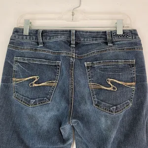 Silver Jeans Womens 32x31.5 ‎ Aiko Bootcut Flare Stretch Distressed Destroyed thumbnail 3