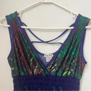Raya Sun Sleeveless Dress Womens Size Medium Blue Green Turquoise Peacock thumbnail 4