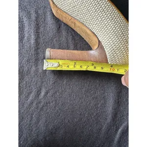 Vintage‎ VALENTINO GARAVANI Raffia Leather Cream Wood Heels Size 38.5 thumbnail 7