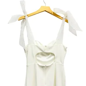 Lulus Beaming Perfection White Pearl Organza Tie-Strap Mini Dress size M thumbnail 6
