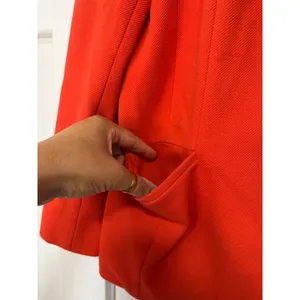 Talbots Red Orange Textured knit Blazer Gold Black Crest Buttons Size 14 Preppy thumbnail 13