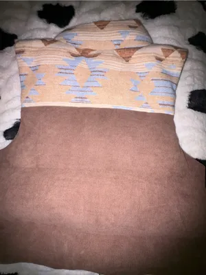 Women’s Southwestern Pattern Brown Puffer Vest thumbnail 2
