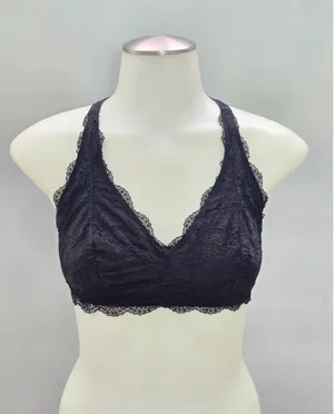 Felina Black Whimsy Romantic Boudoir Bridal Cottage Lingerie Lace Bralette Small thumbnail 1